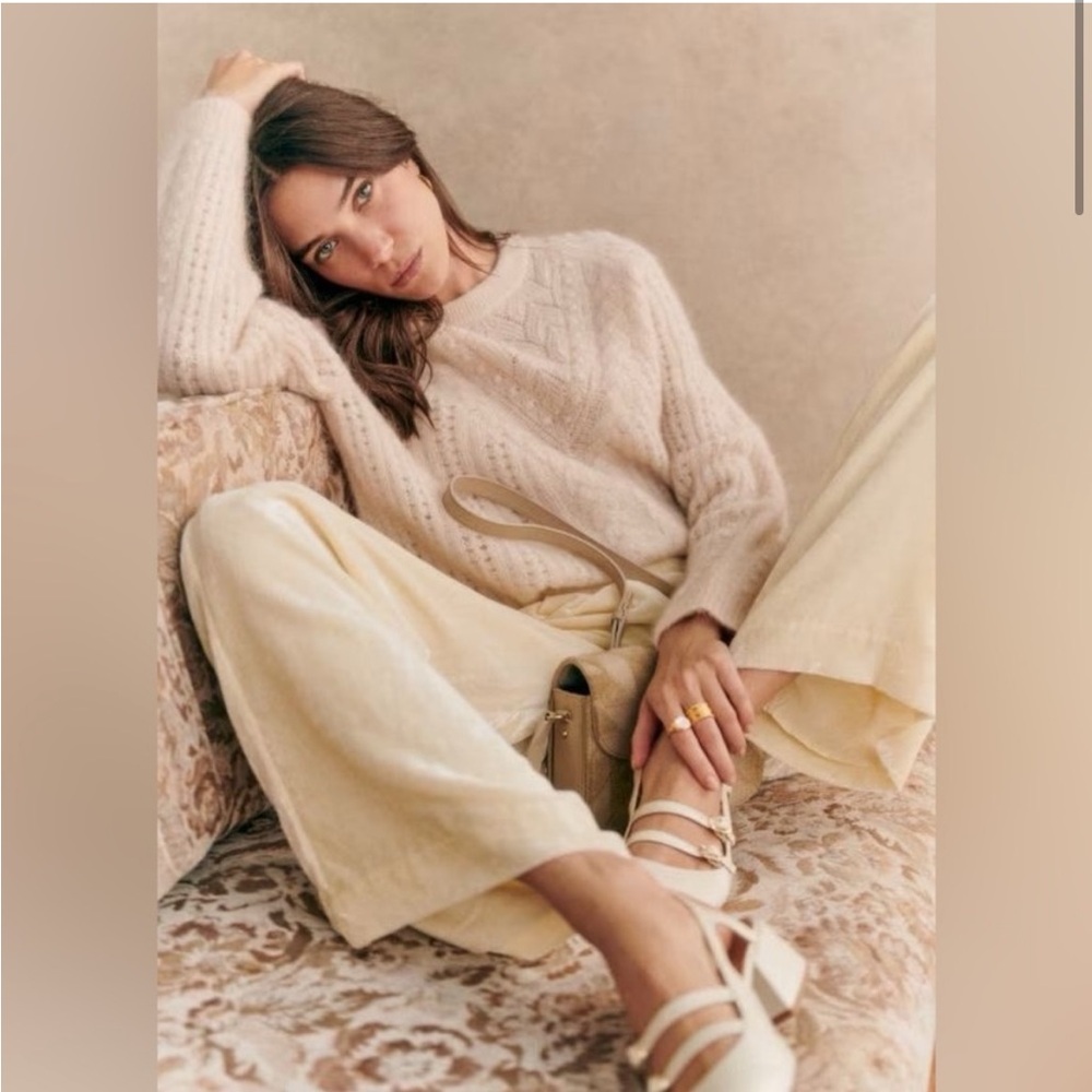 Sezane Soft Cream Knit Sweater